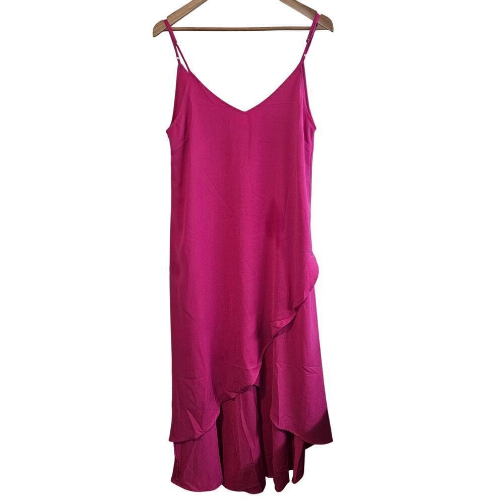 Lulus Layered Dress Womens Medium Hot Pink Boho Relaxed Flowing Festival Girly
